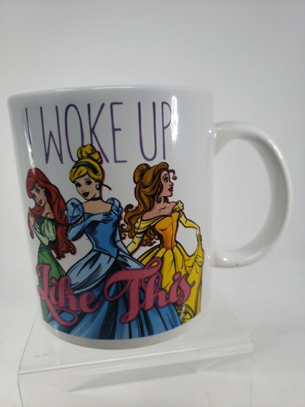Disney Princess Coffee Tea Mug I WOKE UP LIKE THIS Ariel Cinderella Belle 20 oz